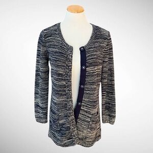 Liz Claiborne Snap-Front Tunic-Length Marled Long-Sleeve Cardigan